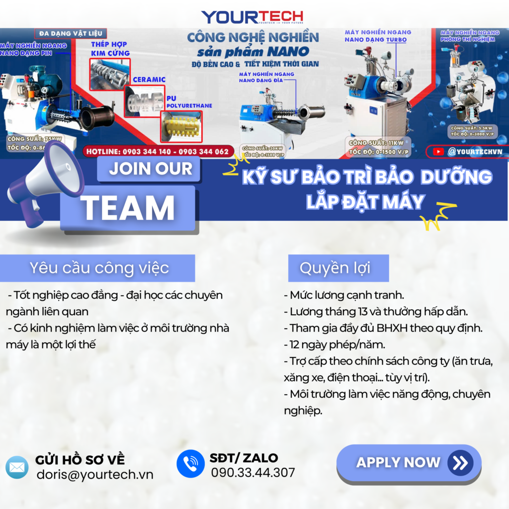 Tuyển dụng: KỸ SƯ BẢO TRÌ BẢO DƯỠNG – LẮP ĐẶT MÁY