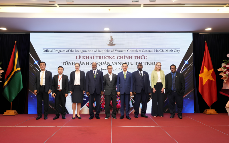 Phó Tổng Lãnh sự Vanuatu Bùi Ngọc Hùng tại lễ khai trương văn phòng Tổng Lãnh sự quán Cộng Hòa Vanuatu tại TP.HCM